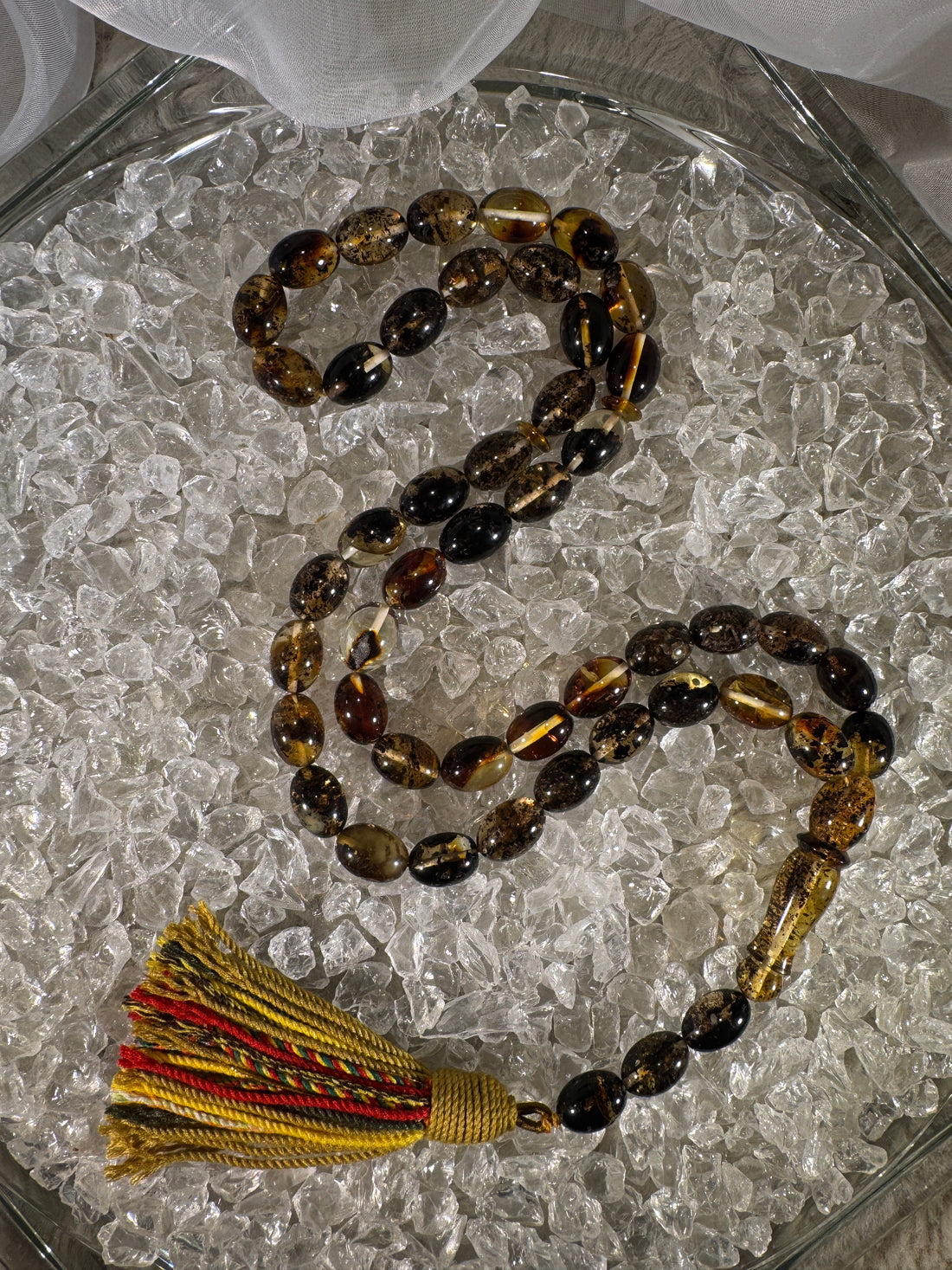 Handmade Baltic amber prayer beads tasbih – authentic Islamic misbaha for dhikr, meditation, and daily prayer