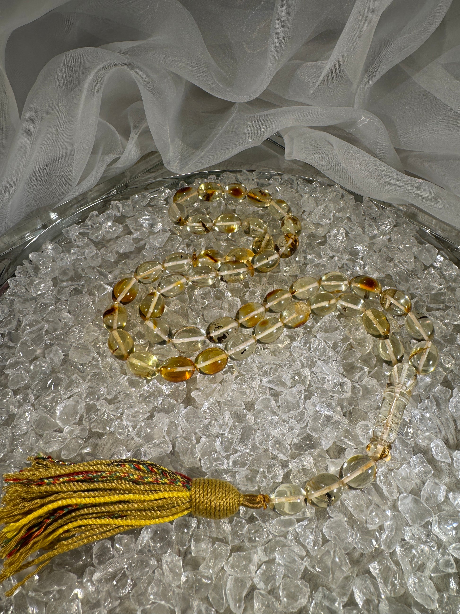 Baltic amber prayer beads with silk tassel – luxury Islamic gift misbaha, perfect for Ramadan, Eid, and special occasions