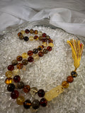 Baltic amber prayer beads with silk tassel – luxury Islamic gift misbaha, perfect for Ramadan, Eid, and special occasions