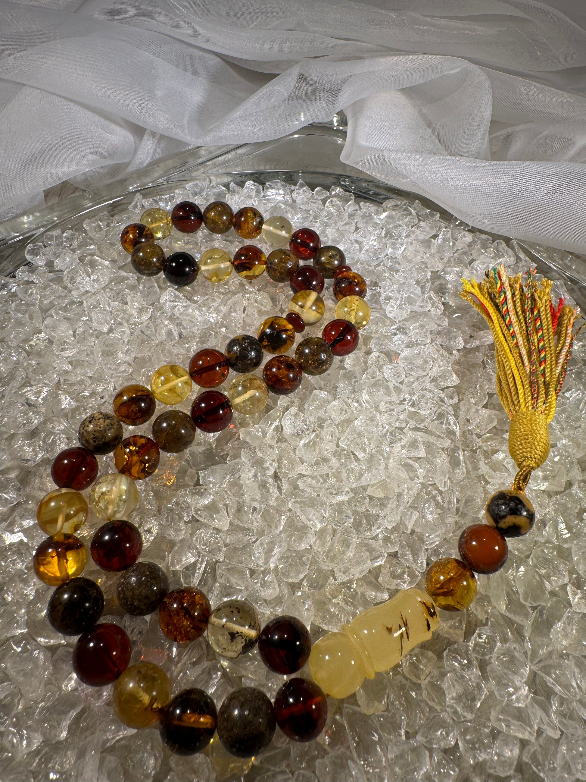 Baltic amber prayer beads with silk tassel – luxury Islamic gift misbaha, perfect for Ramadan, Eid, and special occasions