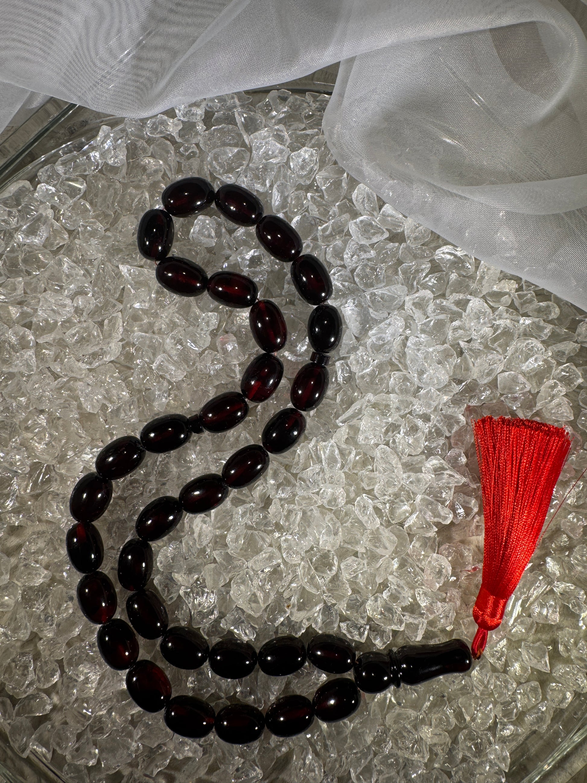 Baltic amber prayer beads with silk tassel – luxury Islamic gift misbaha, perfect for Ramadan, Eid, and special occasions