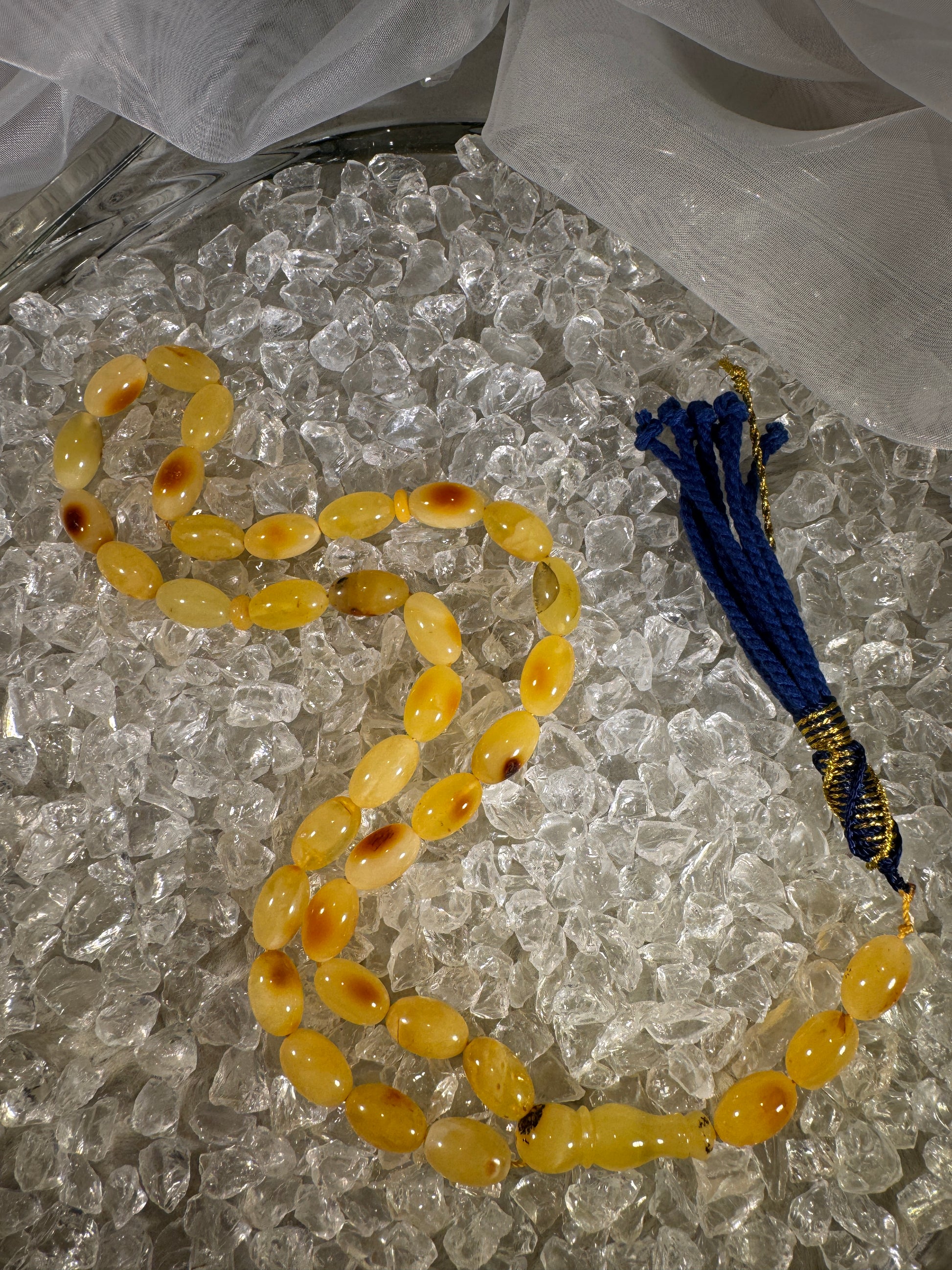Baltic amber prayer beads with silk tassel – luxury Islamic gift misbaha, perfect for Ramadan, Eid, and special occasions