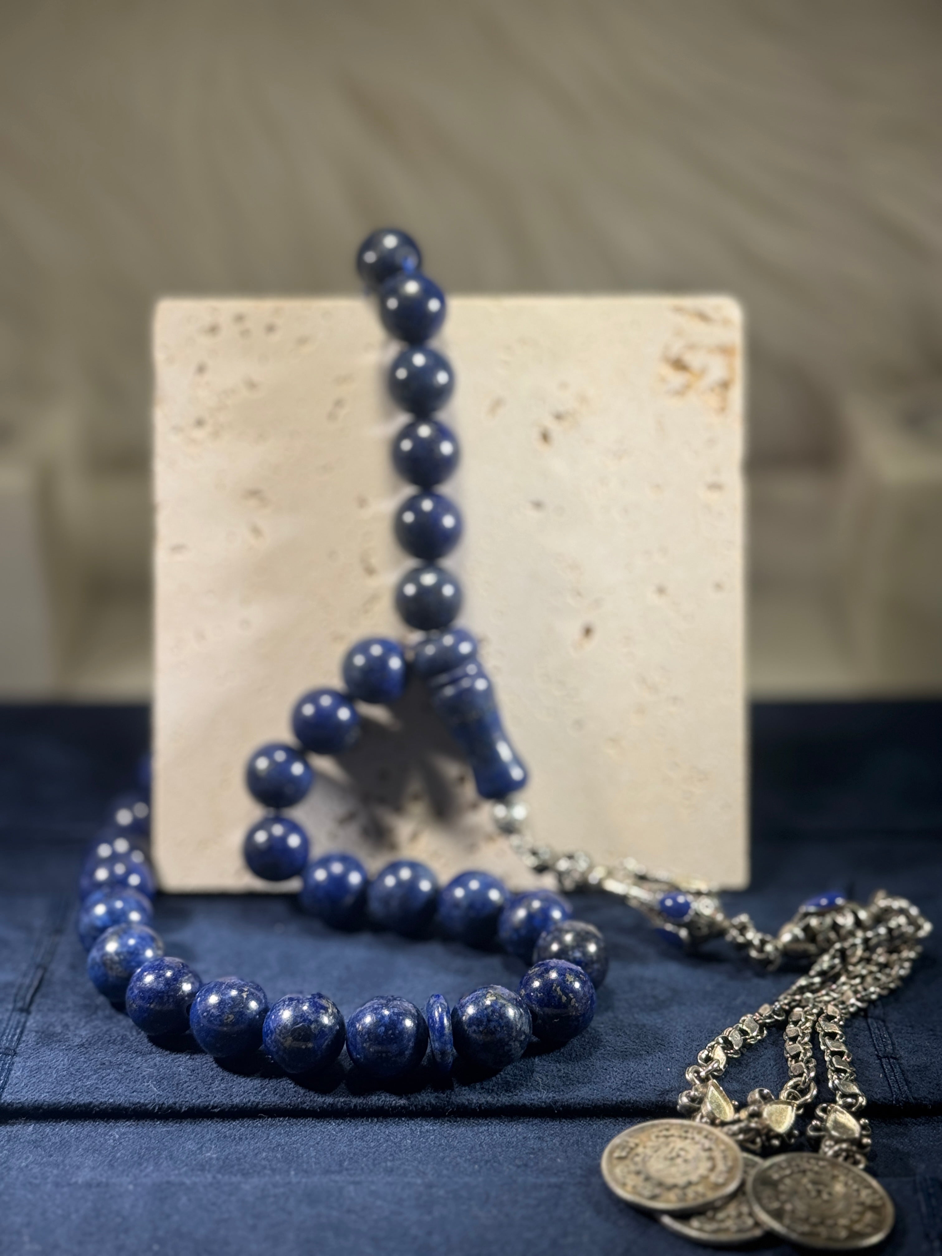 Handcrafted Lapis Lazuli Beads | 33 Count | 13mm | 103g | Deep Blue Na