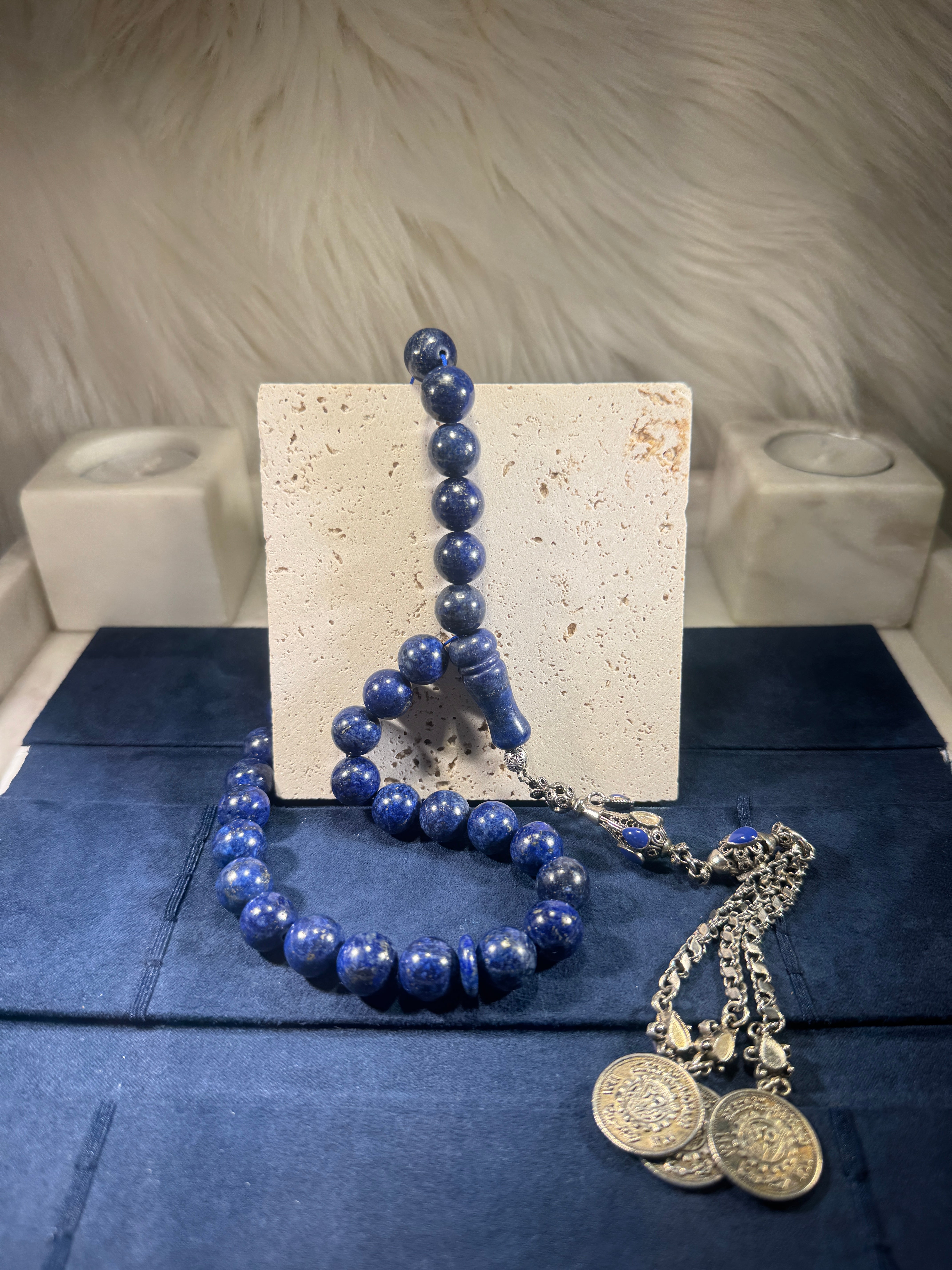 Handcrafted Lapis Lazuli Beads | 33 Count | 13mm | 103g | Deep Blue Na