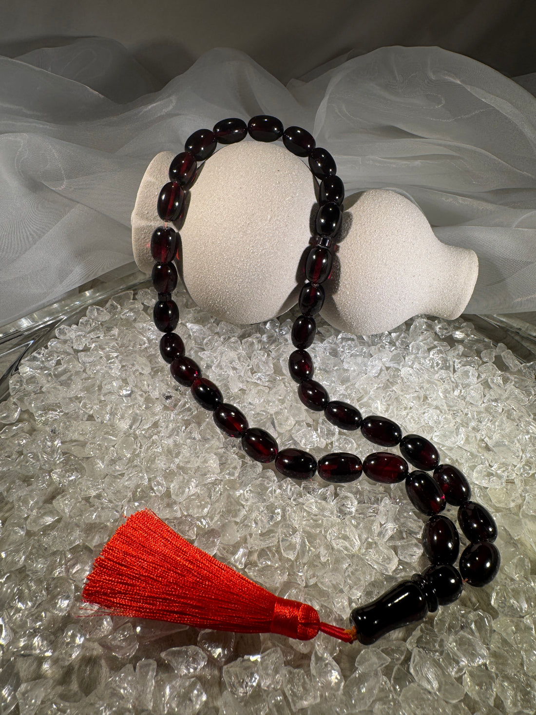 Handmade Baltic amber prayer beads tasbih – authentic Islamic misbaha for dhikr, meditation, and daily prayer.