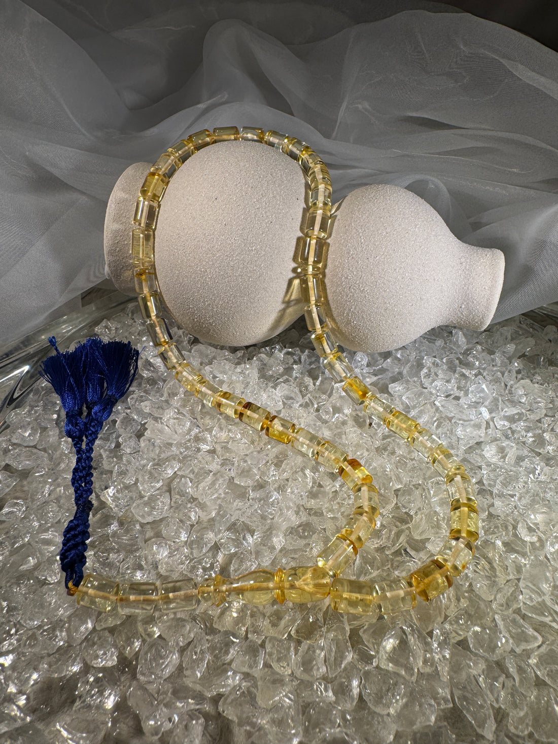 Handmade Baltic amber prayer beads tasbih – authentic Islamic misbaha for dhikr, meditation, and daily prayer.